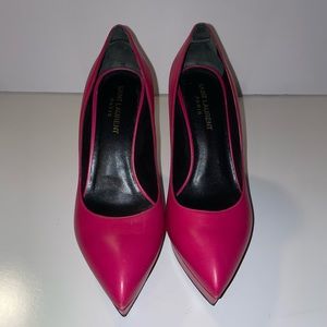 Saint Laurent Pink Leather Point Pumps Size 37 1/2